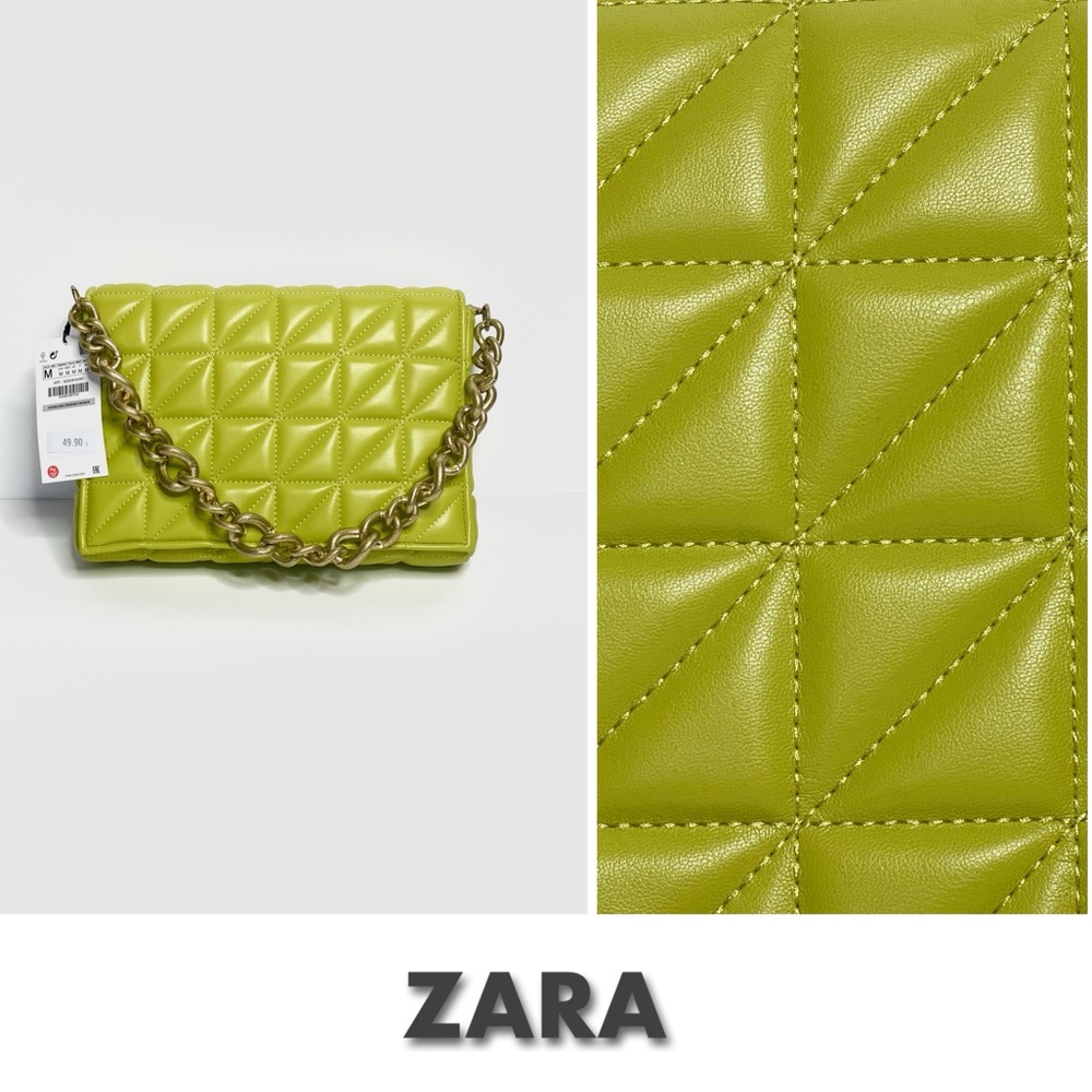 ZARA Lime Quilted Chain Strap Shoulder Bag 6233/810/097